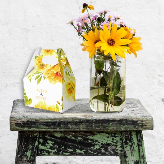 黄色い水色の花葉と結婚 フェイバーボックス