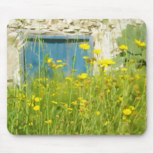 黄色い水色の花 マウスパッド