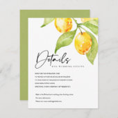 黄色い水色の葉オリーブ結婚の詳細 エンクロージャーカード (正面/裏面)