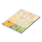 黄色い水色ひまわりオレンジ色の裏地 ノートパッド (回転)