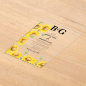 黄色い水色ひまわり結婚花 アクリル招待状 (レイダウン)