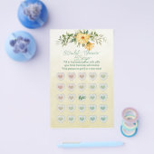 黄色い水色ひまわり花ブライダルシャワービンゴ チラシ (シングル)