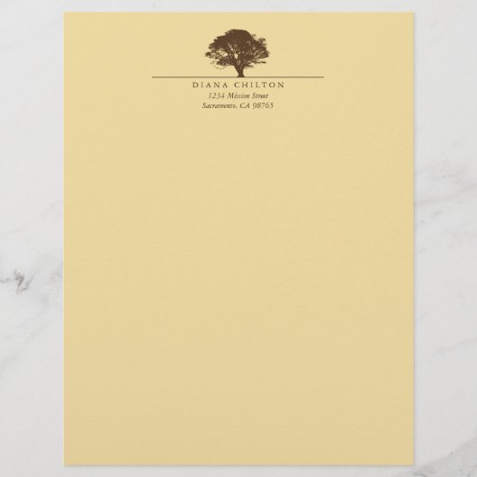 黄色い永遠のオークの木のエレガントでカスタムな秋 レターヘッド (正面)