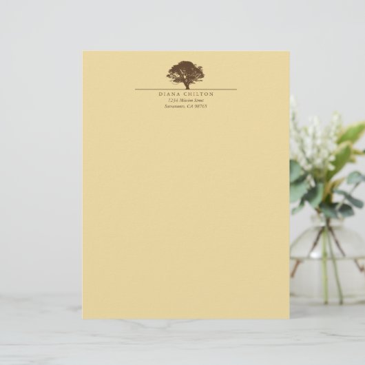 黄色い永遠のオークの木のエレガントでカスタムな秋 レターヘッド (スタンド正面)