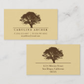 黄色い永遠のオークの木のエレガントなスタイルの自然 コーリングカード (正面/裏面)