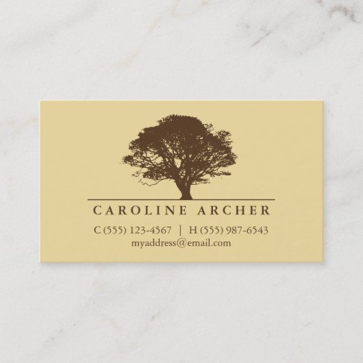 黄色い永遠のオークの木のエレガントなスタイルの自然 コーリングカード (正面)