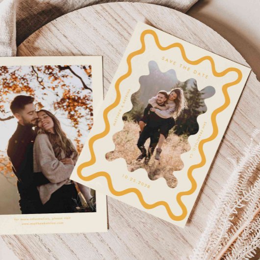 黄色い波状フレ結婚ーム セーブザデート