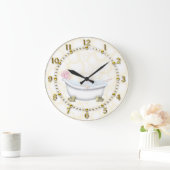 黄色い浴室の泡 ラージ壁時計 (ホーム)