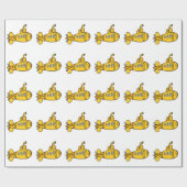 黄色い漫画の潜水艦 ラッピングペーパー (フラット)