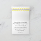 黄色い灰色のシェブロンのベビーシャワーはノート感謝していしています サンキューカード (内部)