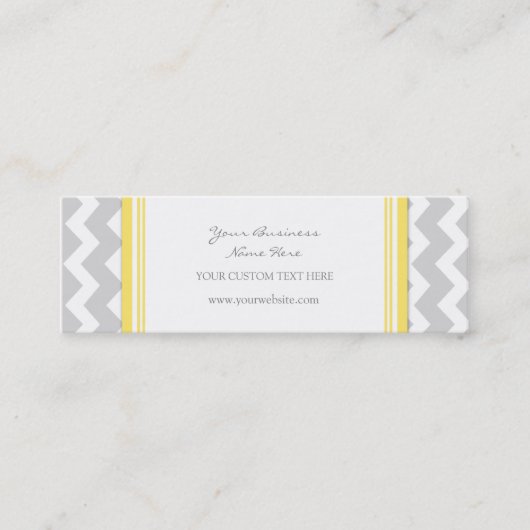 黄色い灰色のシェブロンのレトロの名刺 スキニー名刺 (正面)