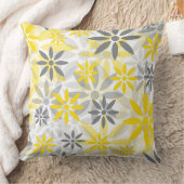 黄色い灰色のフラワーグラフィックパターン クッション (ブランケット)