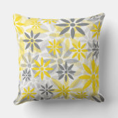 黄色い灰色のフラワーグラフィックパターン クッション (裏面)