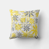 黄色い灰色のフラワーグラフィックパターン クッション (裏面)