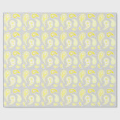 黄色い灰色のペイズリーパターン包装紙 ラッピングペーパー (フラット)