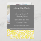 黄色い灰色の写真の結婚式の保存日付カード セーブザデート (正面/裏面)