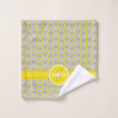 黄色い灰色の山形のモノグラムの名前 バスタオルセット (ウォッシュタオル)