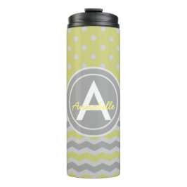 黄色い灰色の水玉模様シェブロン タンブラー