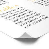 黄色い灰色の水色のフローラ結婚のシーティングプラン ポスター (角)