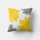 黄色い灰色の水色の花 クッション (裏面)