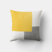 黄色い灰色の白いジオメトリブロック クッション (裏面)