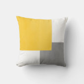 黄色い灰色の白いジオメトリブロック クッション (正面)
