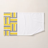 黄色い灰色の白いブロックストライプのモダンパターン バスタオルセット (ハンドタオル)