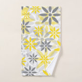 黄色い灰色の花のグラフィックパターン バスタオルセット (ハンドタオル)