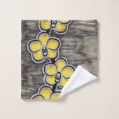 黄色い灰色の蘭 バスタオルセット (ウォッシュタオル)