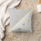 黄色い灰色の飛行機の飛行機の航空はえのクッション クッション (ブランケット)