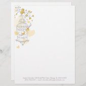 黄色い灰色の2羽の鳥が鳥かごの文字を開けます レターヘッド (正面/裏面)