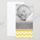 黄色い灰色はベビーシャワーの写真カード感謝していしています サンキューカード (正面/裏面)