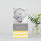 黄色い灰色はベビーシャワーの写真カード感謝していしています サンキューカード (スタンド正面)