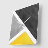 黄色い灰色白の水彩画のブロック スクエア壁時計 (傾斜)