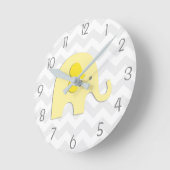 黄色い灰色象の子供部屋の柱時計 ラウンド壁時計 (傾斜)