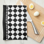 黄色い点のチェッカーボード キッチンタオル (四つ折り)