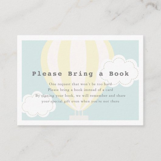 黄色い熱気球お願い本を持って来て エンクロージャーカード (正面)