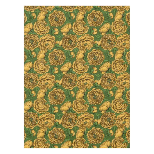 黄色い牡丹の花束 テーブルクロス (正面)