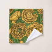 黄色い牡丹の花束 バスタオルセット (ウォッシュタオル)