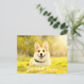 黄色い犬と励ましの回復メッセージカード ポストカード (スタンド正面)