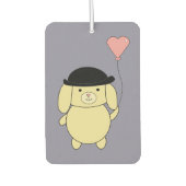 黄色い犬のボウリングをする人、 クリケットの投手帽子とハートバルーン カーエアーフレッシュナー (正面)