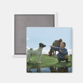 黄色い犬の洞窟 マグネット (正面/裏面)