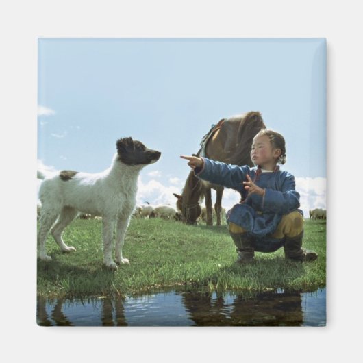 黄色い犬の洞窟 マグネット (正面)