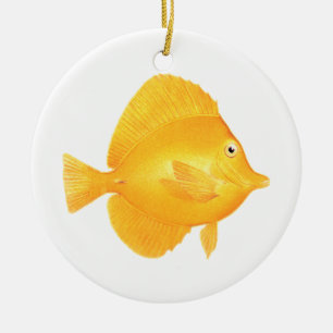 黄色い独特の味の魚 セラミックオーナメント