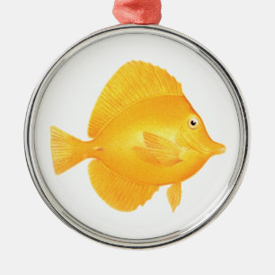 黄色い独特の味の魚 メタルオーナメント