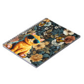 黄色い猫と蝶の背景フローラ ノートブック (左側)