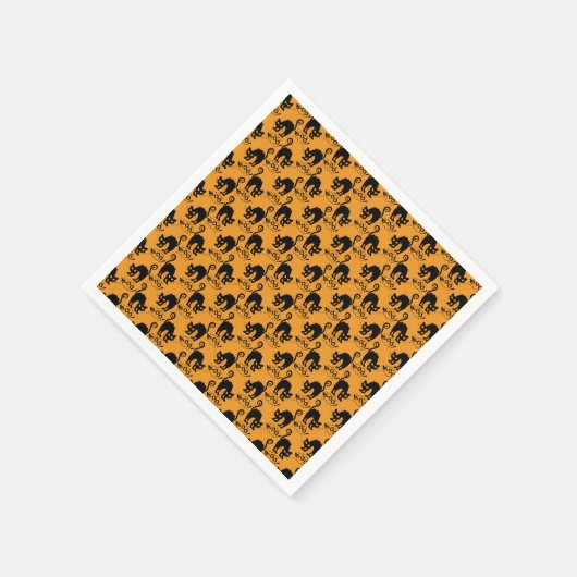 黄色い猫のパターン スタンダードカクテルナプキン (角)