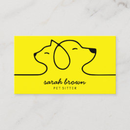 黄色い猫犬のラインロゴ ペットシッター 名刺