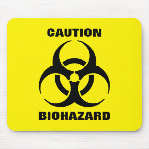 黄色い生物学的災害［有害物質］の記号の警告標識 マウスパッド