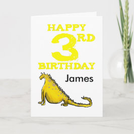 黄色い男の子達の誕生日3度目の恐竜 カード